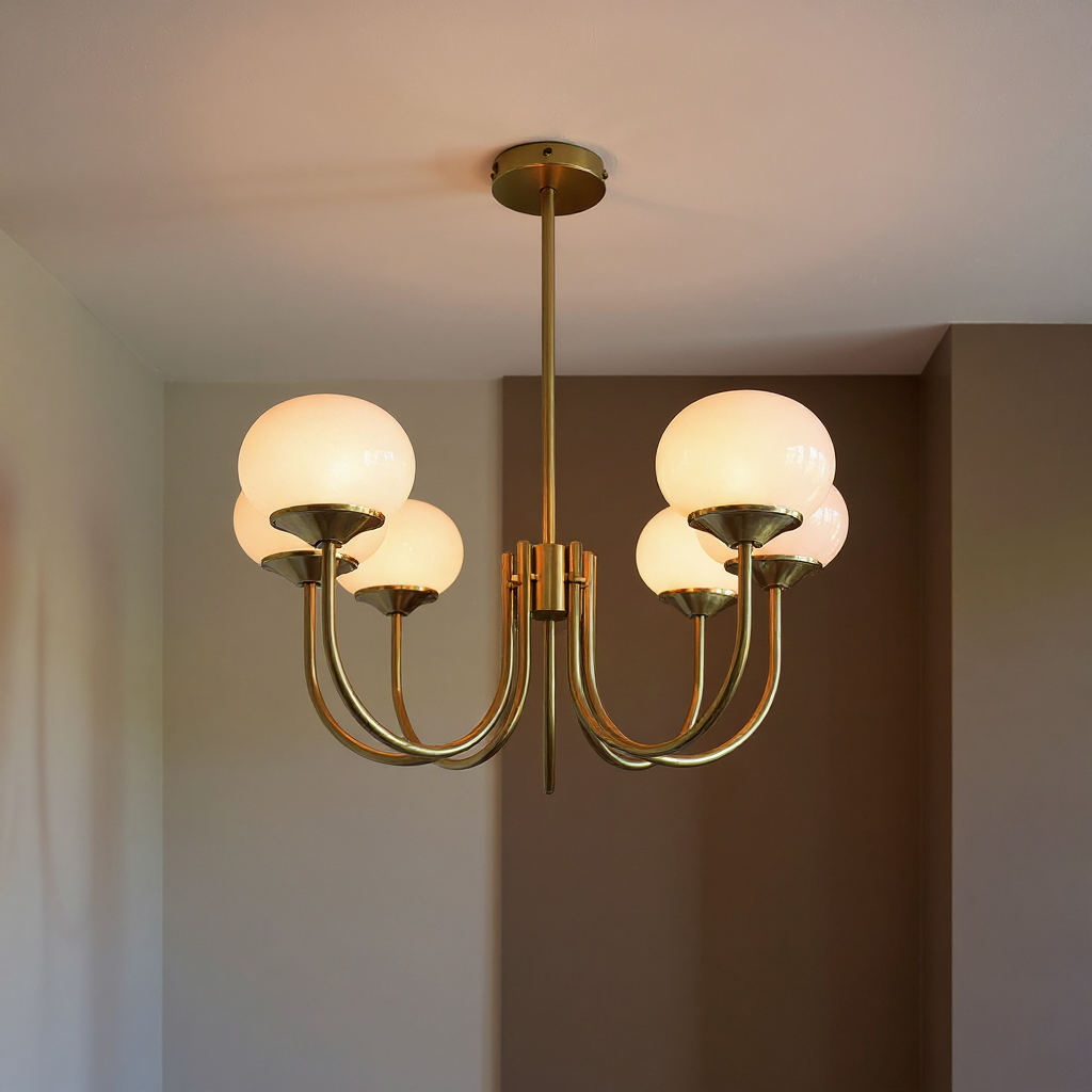 Blush Halo Chandelier Light – Glass Dome Ceiling Chandelier Lighting Fixture