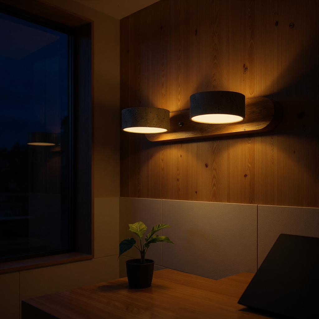 Travin Duo Wall Lamp – Travertine Wood LED Wall Lighting Fixture