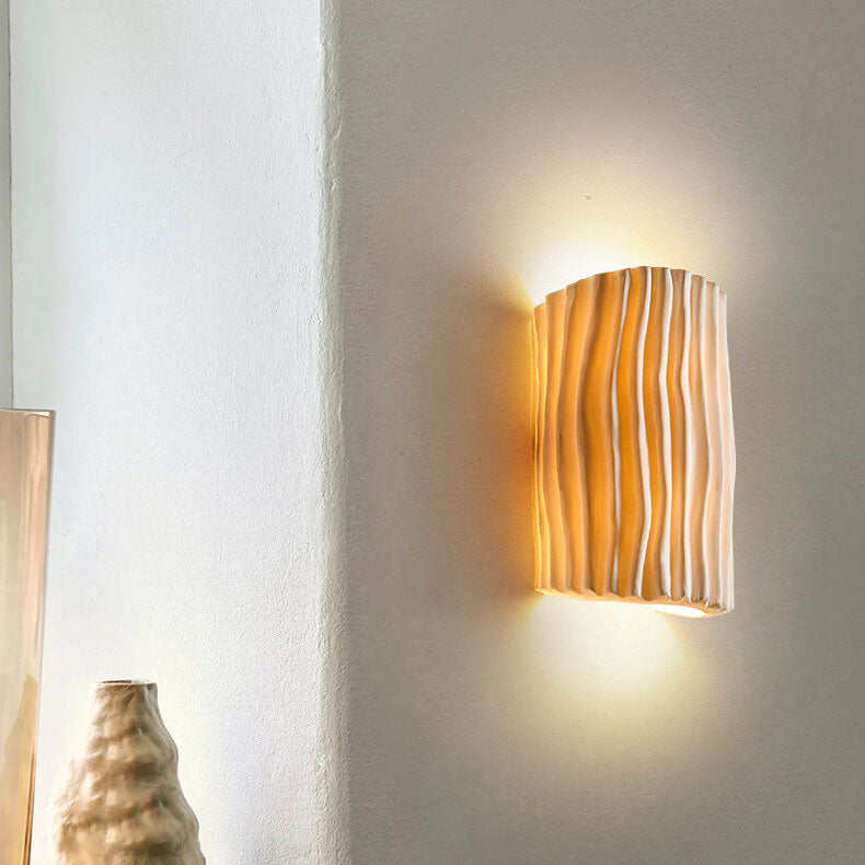 Textured Ceramic Wall Sconce Light – Modern Ripple Design LED Fixture