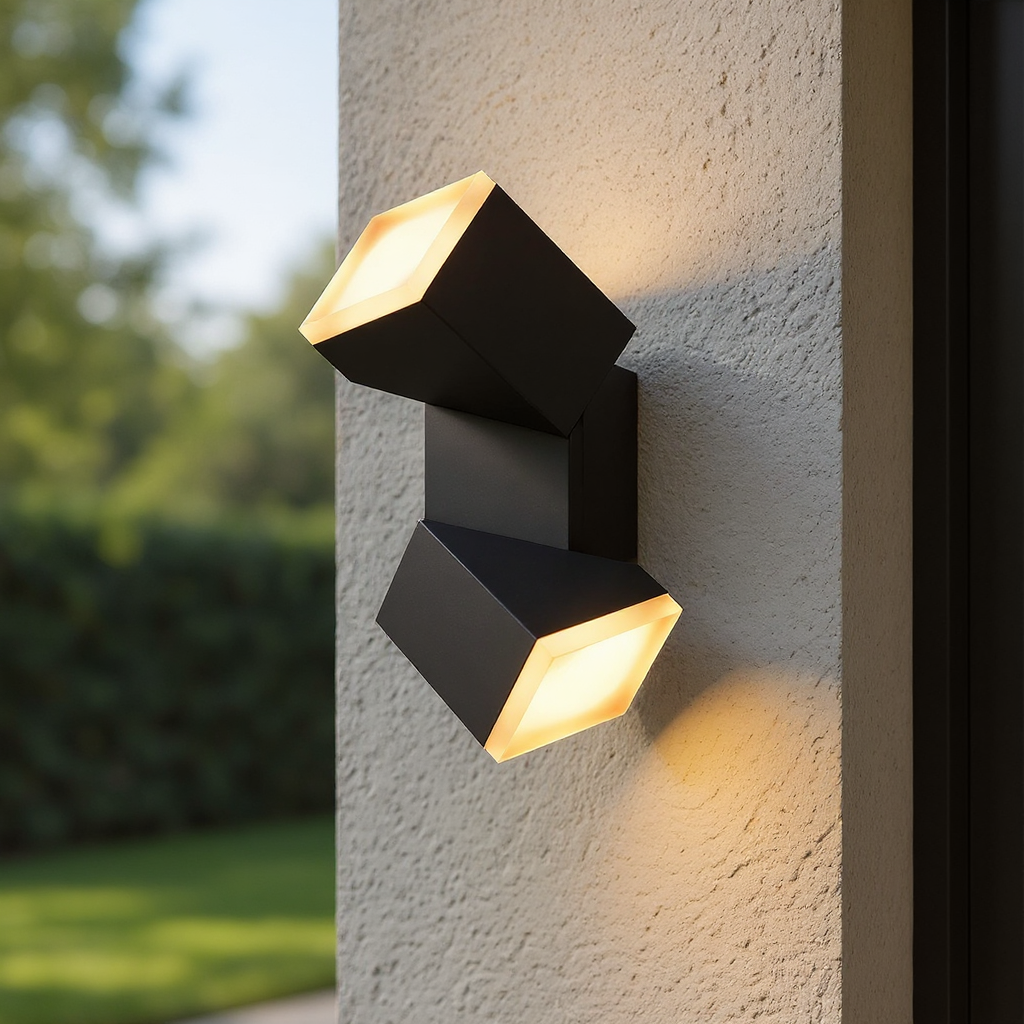 Axis Dual Cube Wall Lamp – Adjustable LED Outdoor Wall Light Fixture