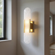 Modern Marble Wall Sconce – Luxury Gold Brass Cylindrical Fixture
