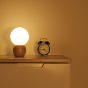 Wood Base Globe Table Lamp – Warm Ambient Bedside Light