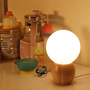 Wood Base Globe Table Lamp – Warm Ambient Bedside Light