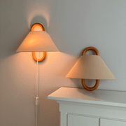 Nordic Loop Wall Lamp – Modern Wood Frame LED Fixture with Fabric Shade