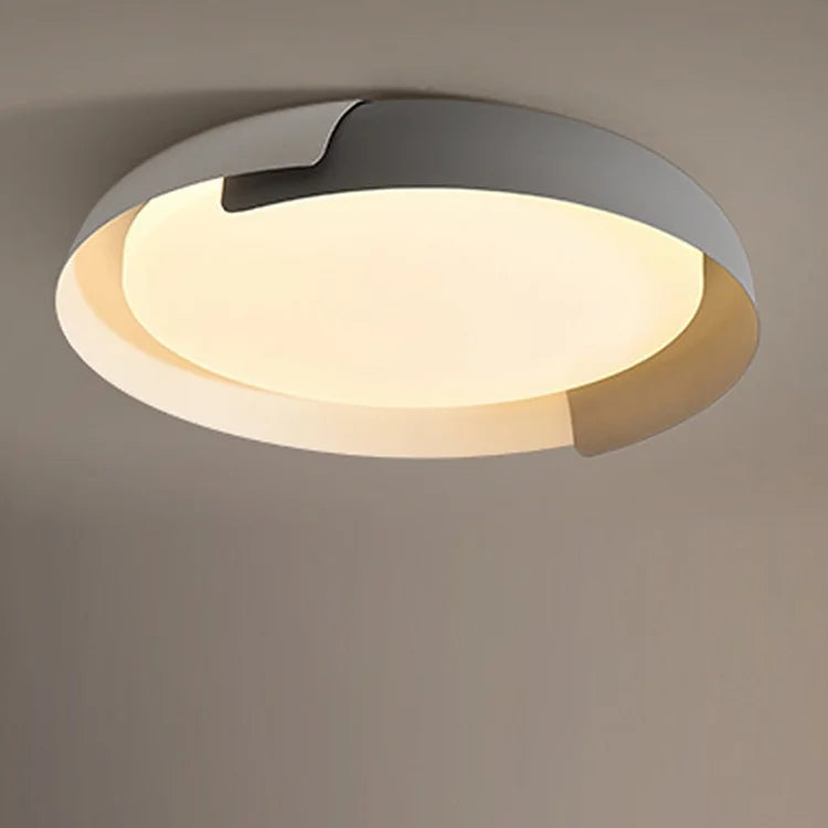 Solara Round Wood Accent LED Ceiling Light – Modern Flush Mount Bedroom Living Room Fixture