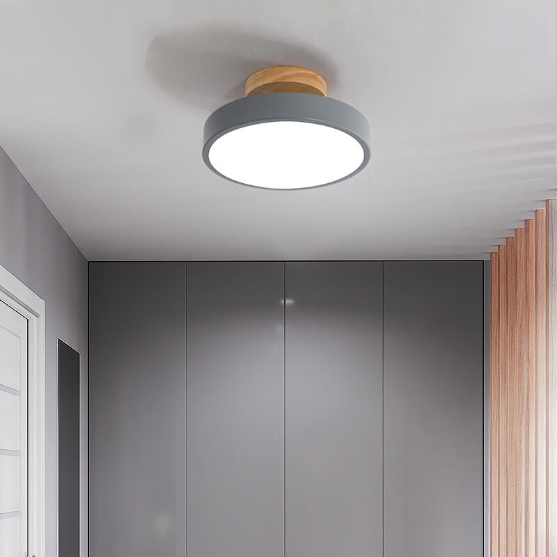 Nordic Wood Semi-Flush Ceiling Light – Minimalist LED Ceiling Fixture