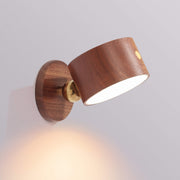 Adjustable Walnut LED Wall Lamp – Rotatable Wood Spotlight Fixture with Brass Detail