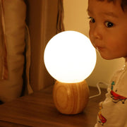 Wood Base Globe Table Lamp – Warm Ambient Bedside Light