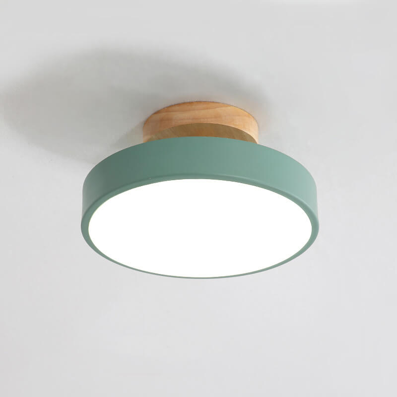 Nordic Wood Semi-Flush Ceiling Light – Minimalist LED Ceiling Fixture