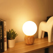 Wood Base Globe Table Lamp – Warm Ambient Bedside Light