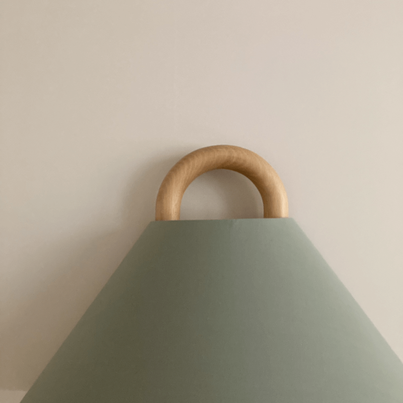 Nordic Loop Wall Lamp – Modern Wood Frame LED Fixture with Fabric Shade