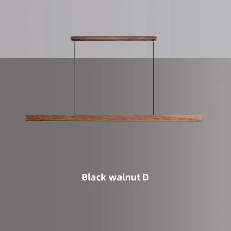 Breckton Linear Pendant Light – Wood Minimalist Kitchen Island Dining Room Table Ceiling Fixture