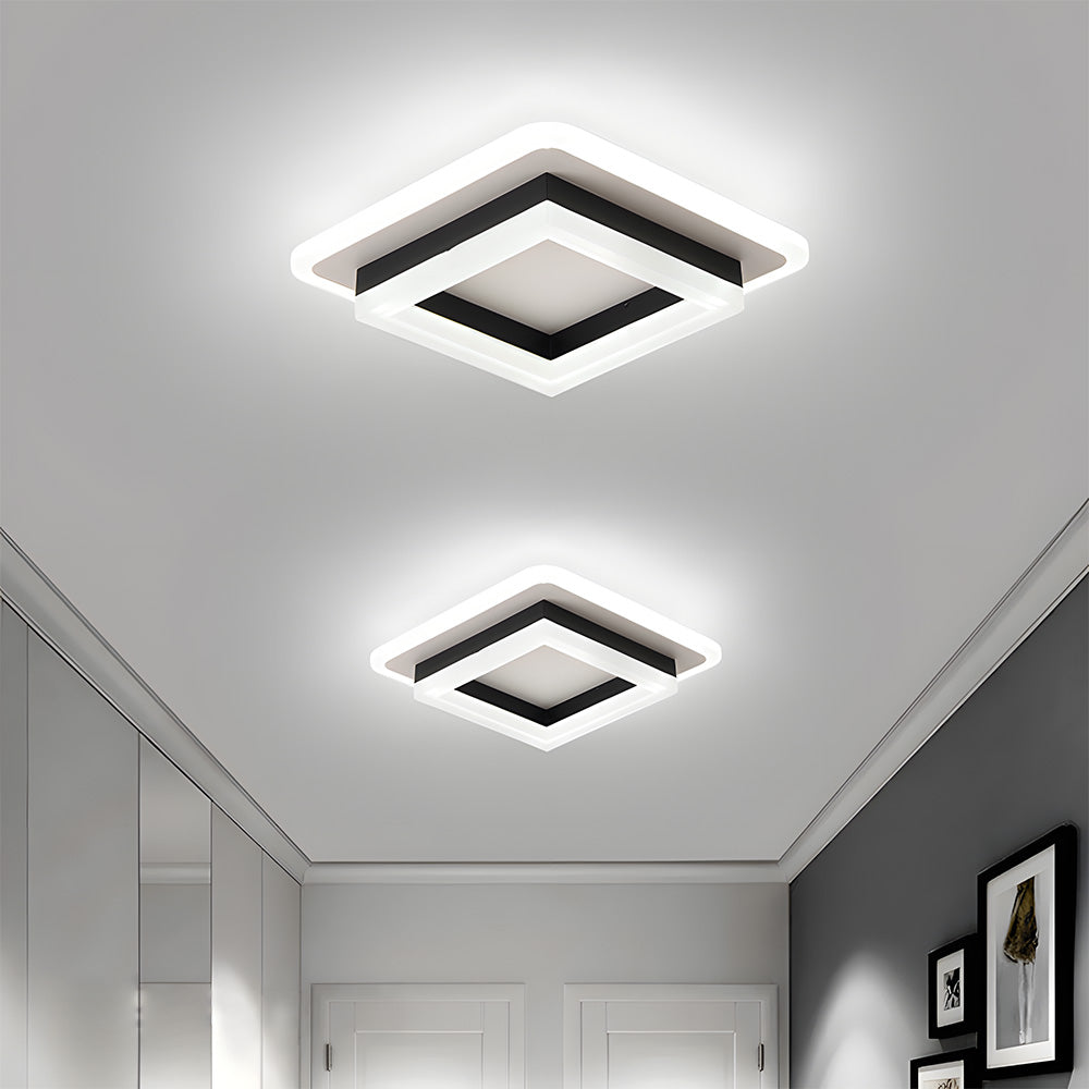 Geometric LED Ceiling Light – Modern Square Flush Mount Fixture