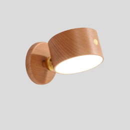 Adjustable Walnut LED Wall Lamp – Rotatable Wood Spotlight Fixture with Brass Detail