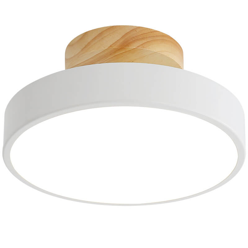 Nordic Wood Semi-Flush Ceiling Light – Minimalist LED Ceiling Fixture
