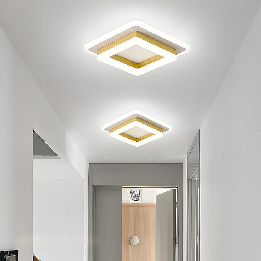 Geometric LED Ceiling Light – Modern Square Flush Mount Fixture
