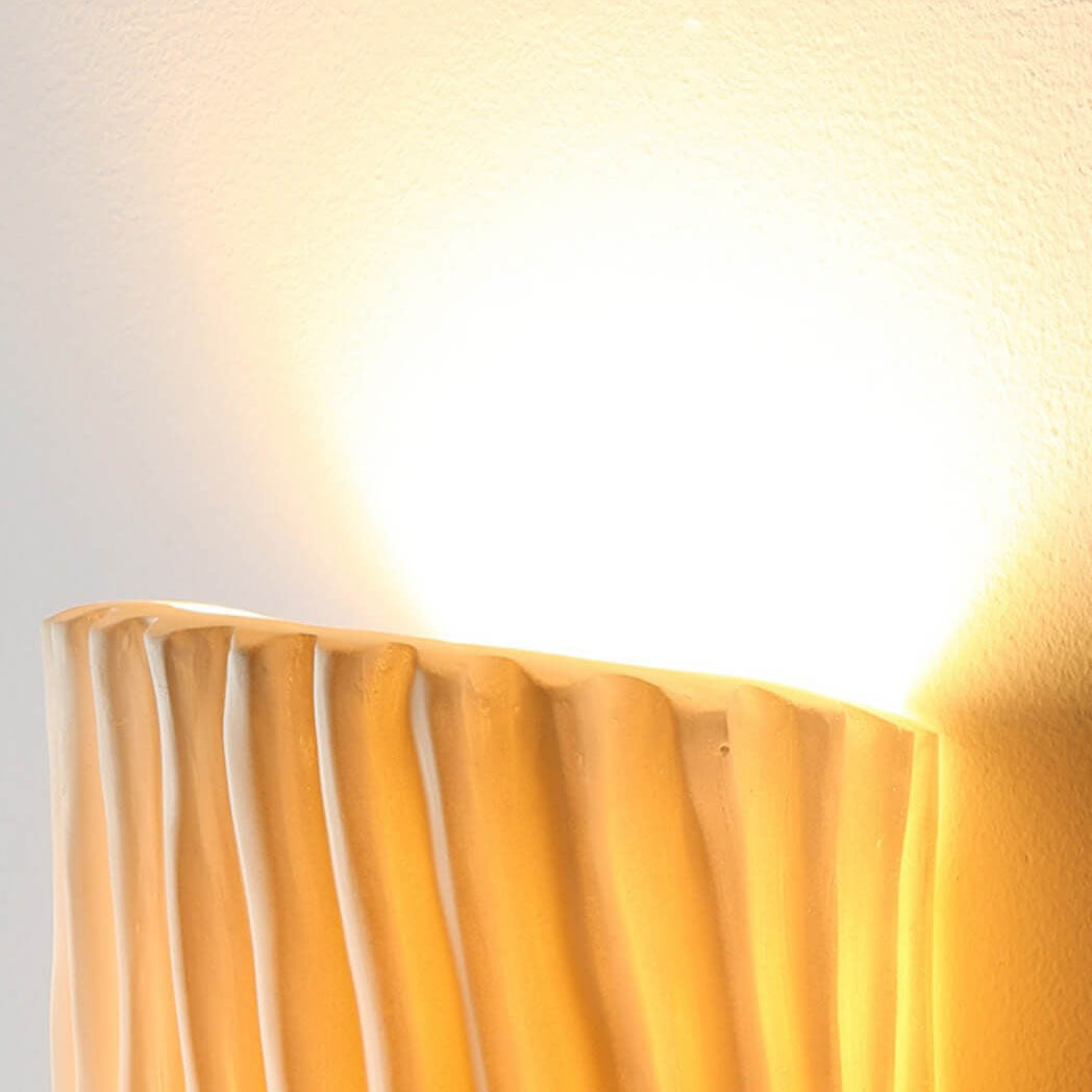 Textured Ceramic Wall Sconce Light – Modern Ripple Design LED Fixture