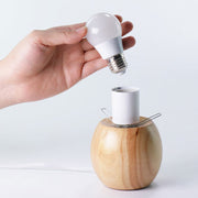 Wood Base Globe Table Lamp – Warm Ambient Bedside Light