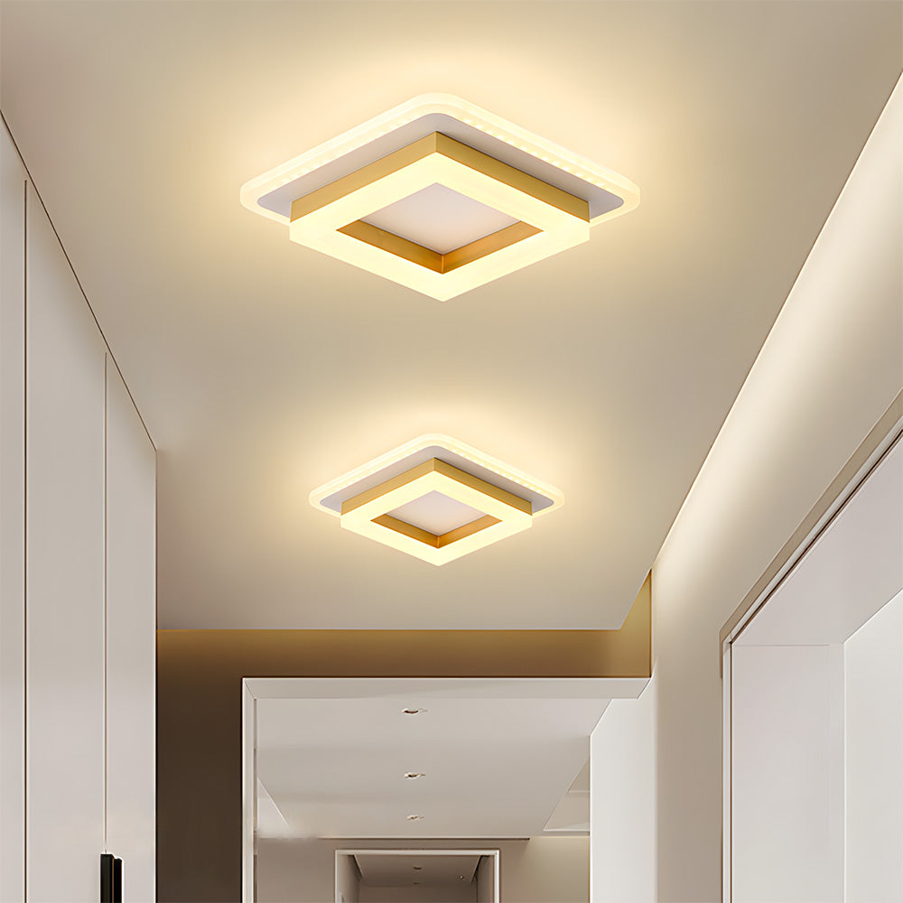 Geometric LED Ceiling Light – Modern Square Flush Mount Fixture