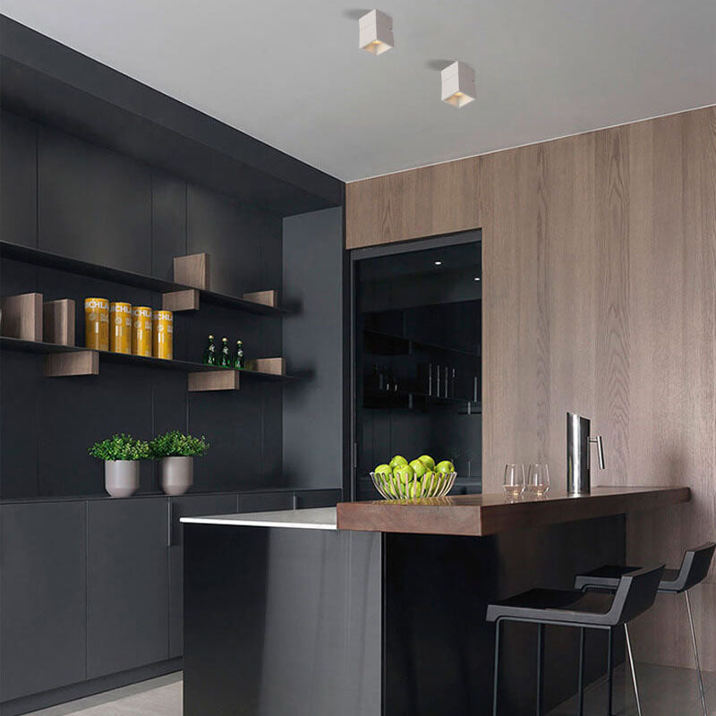 Modern Adjustable Cube LED Ceiling Light – Semi-Flush Rotatable Aluminium Fixture