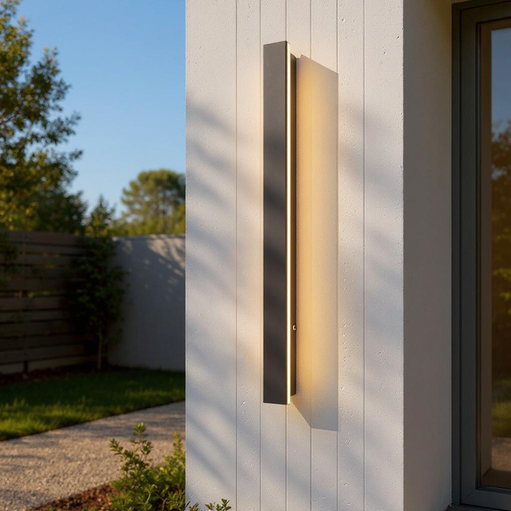 Modern LED Outdoor Wall Light – Long Vertical Strip Fixture