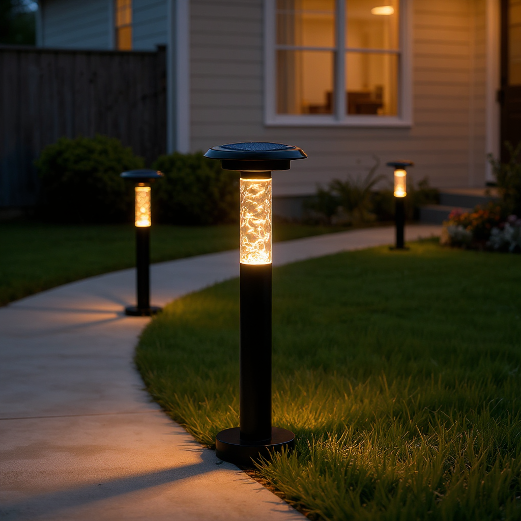 Aurora Crackle Solar Pathway Light – Waterproof LED Outdoor Landscape Bollard