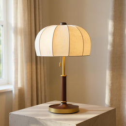Vintage Pleated Dome Table Lamp – Classic Fabric Shade Bedside Light