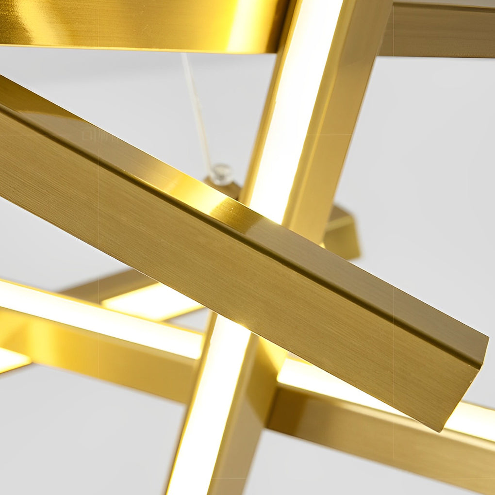 Intersecting Linear LED Chandelier – Modern Starburst Dining Room Living Room Pendant