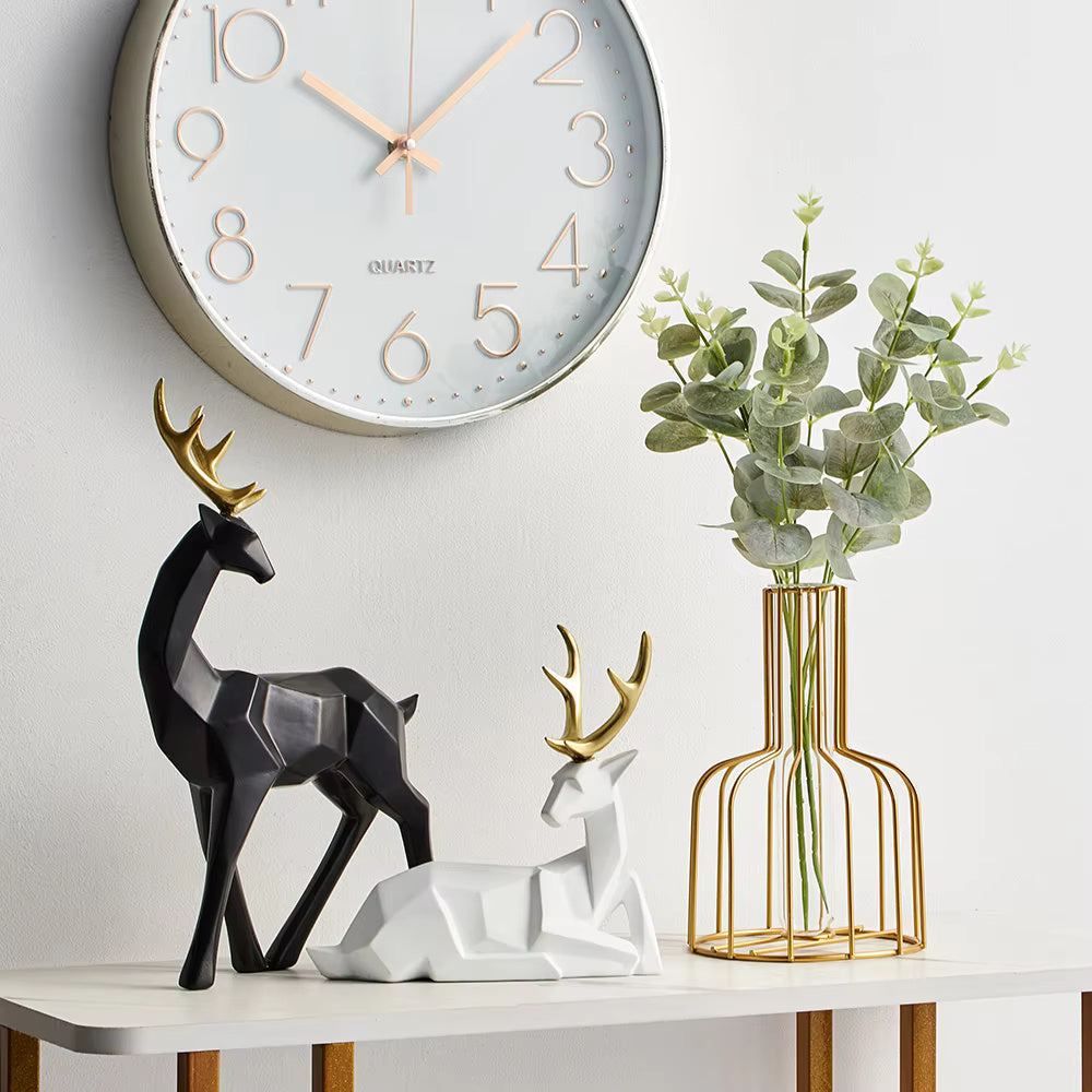 Cervano Geometric Deer Figurine Set – Modern Decorative Sculpture Living Room Bedroom Table Decor