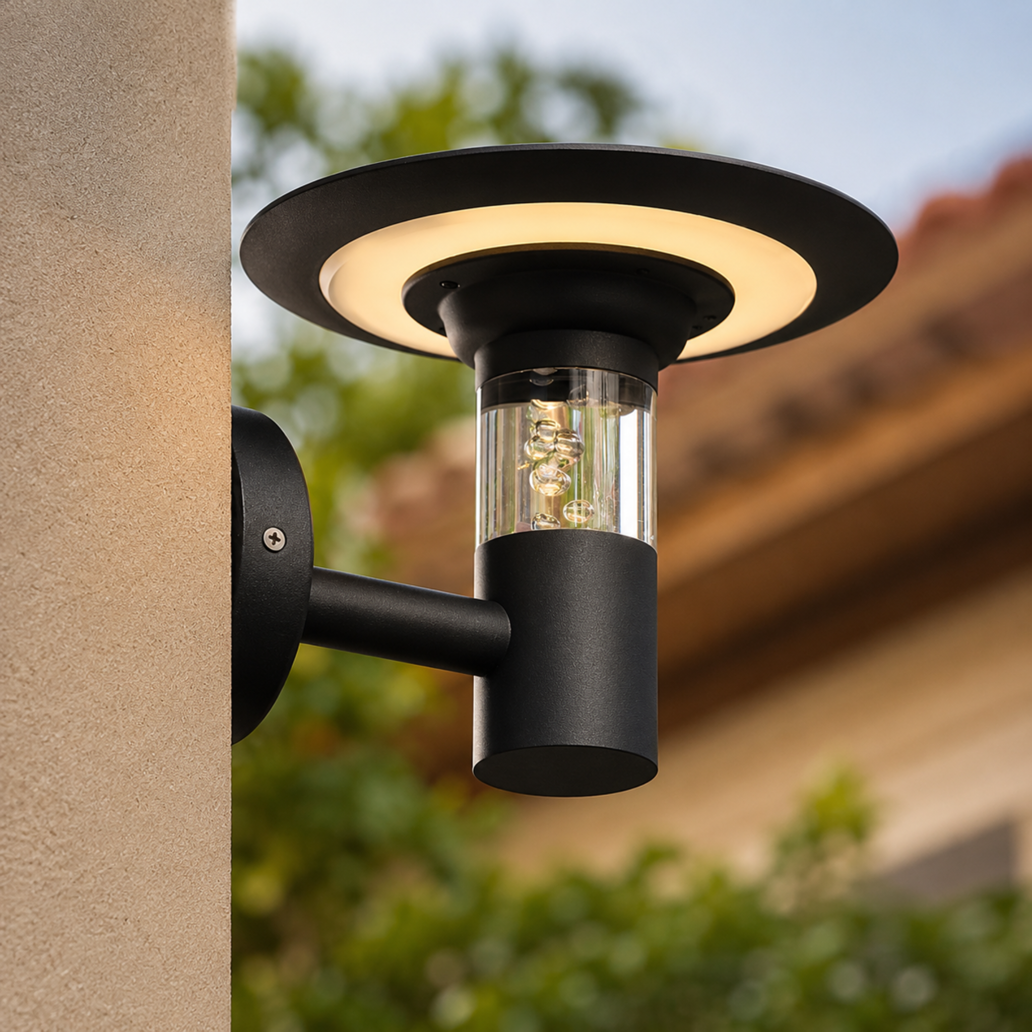 Eclara Solar Wall Sconce – Outdoor Wall Light Patio LED Black Modern Decorative Lighting