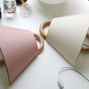 Nordic Loop Wall Lamp – Modern Wood Frame LED Fixture with Fabric Shade