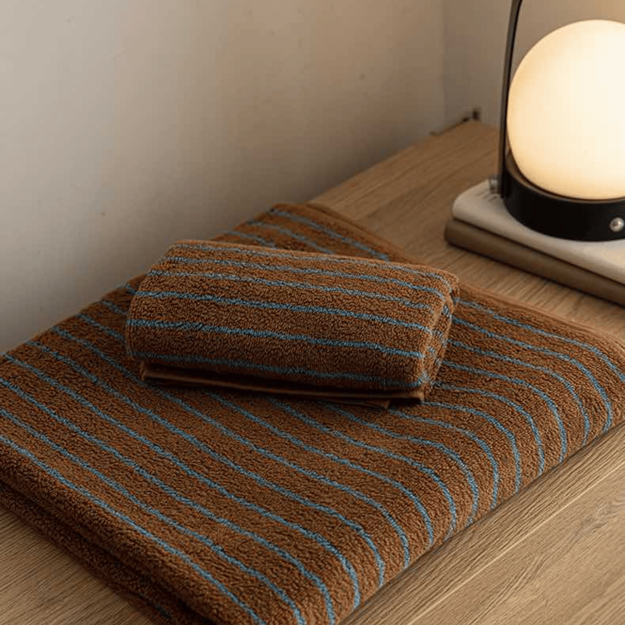 Harlow Stripe Cotton Towel – Rust Orange Turquoise Vertical Striped Terry Bath Hand Towel Kitchen