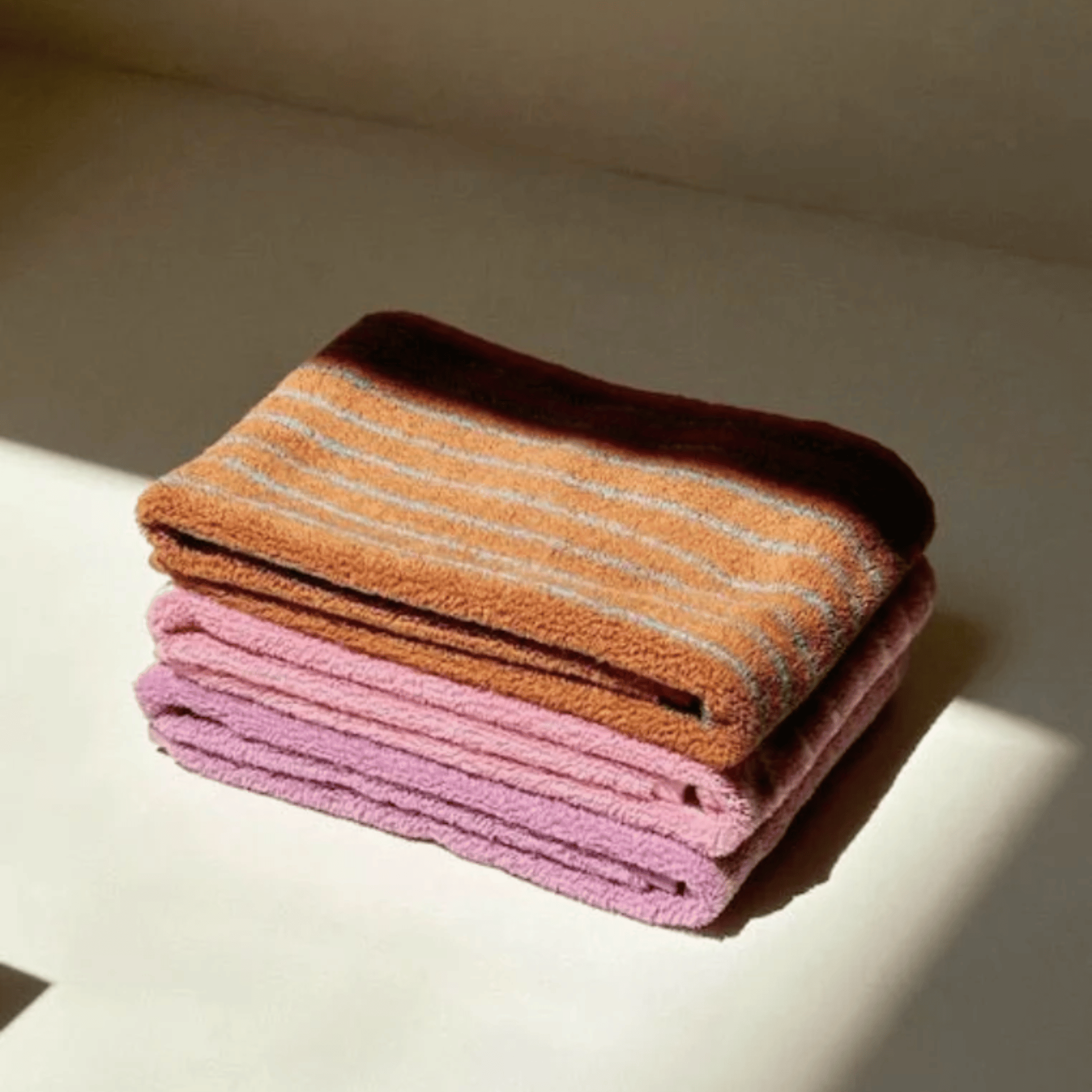 Harlow Stripe Cotton Towel – Rust Orange Turquoise Vertical Striped Terry Bath Hand Towel Kitchen