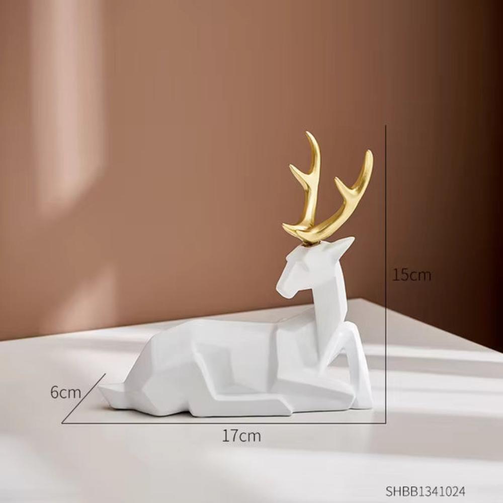 Cervano Geometric Deer Figurine Set – Modern Decorative Sculpture Living Room Bedroom Table Decor