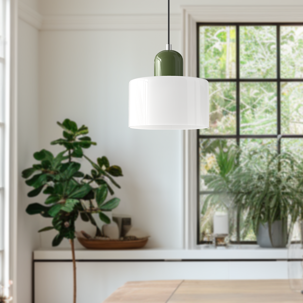 Glass Cylinder Pendant Light – Modern Colourful Hanging Fixture