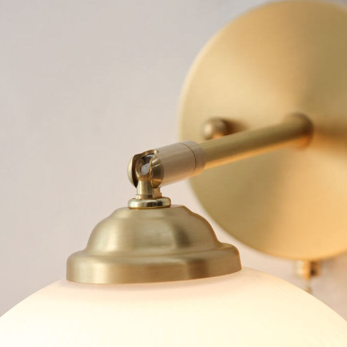 Brass Ribbed Glass Wall Lamp  – Textured Dome Pull-Chain Switch