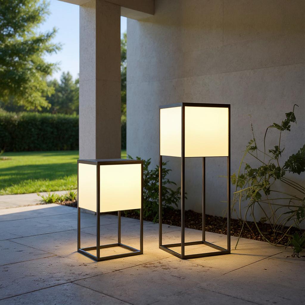 Minimalistic Cube Outdoor Floor Lamp – Waterproof LED Garden and Patio Light