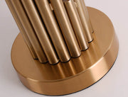 Brass Tiered Column Table Lamp – Modern Fabric Shade Bedside Light