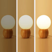 Wood Base Globe Table Lamp – Warm Ambient Bedside Light