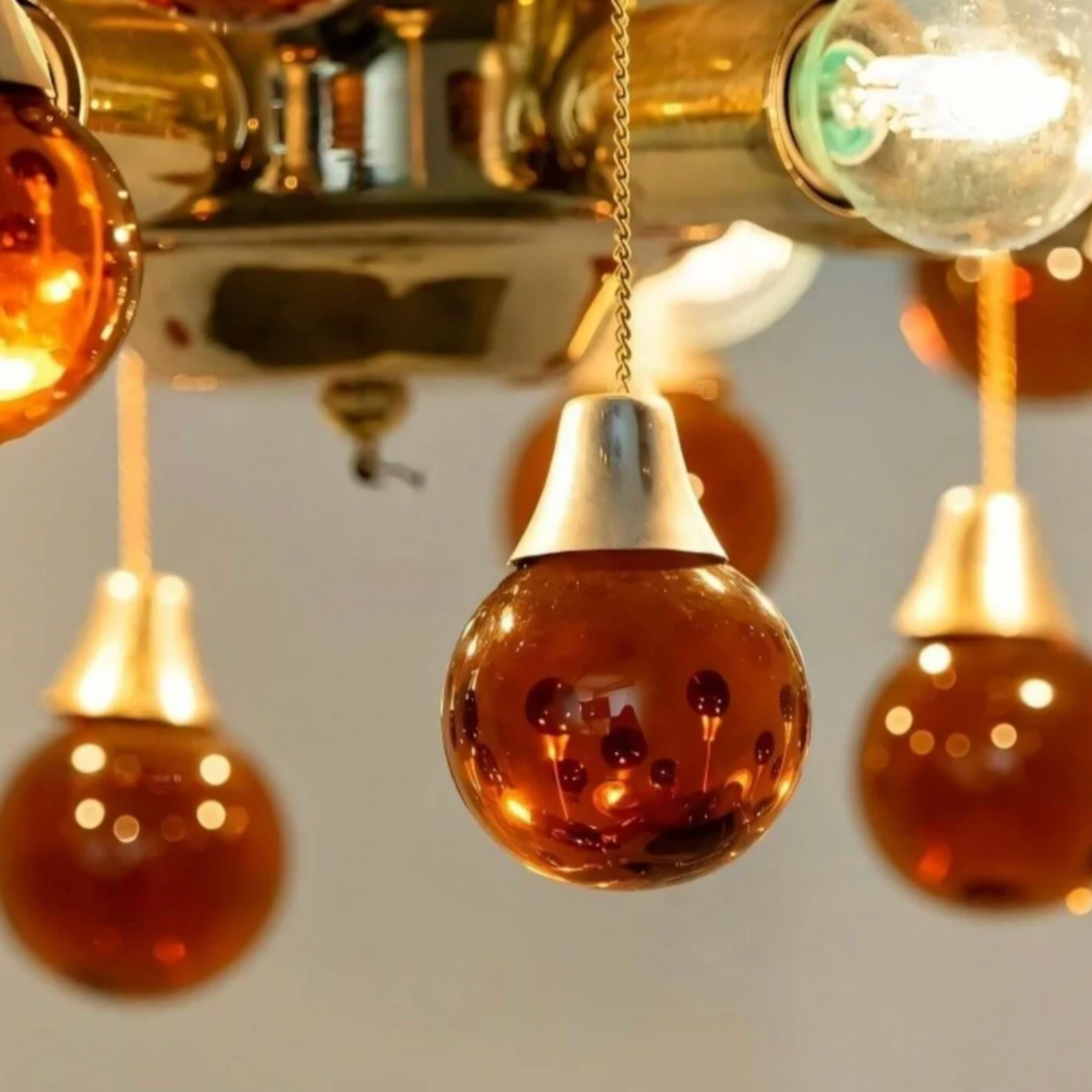Cascata Amber Chandelier – Glass Pendant Light Dining Room Living Room Decorative Lighting Fixture