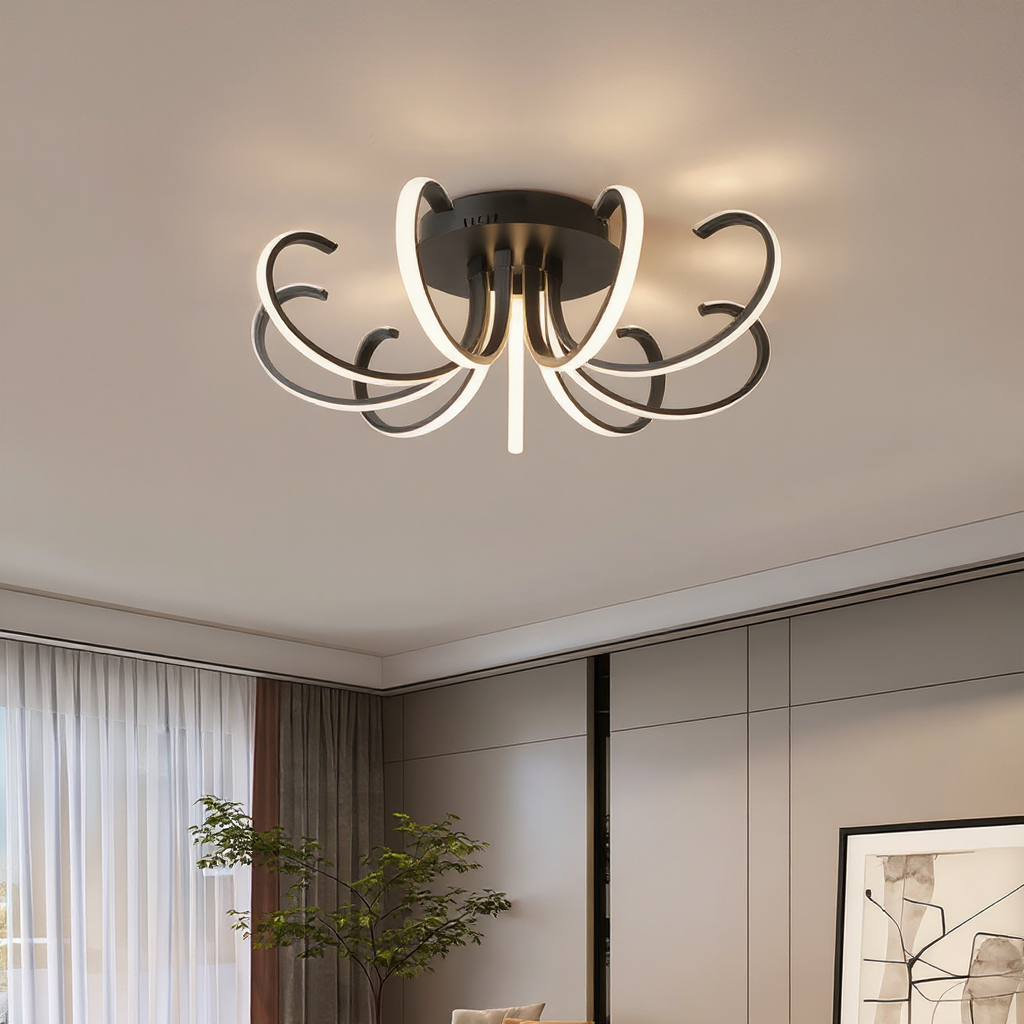 Curva Loop Flush Mount Ceiling Light – Modern Sculptural LED Ceiling Light for Interior Spaces