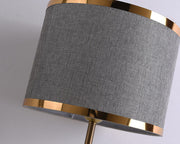 Brass Tiered Column Table Lamp – Modern Fabric Shade Bedside Light