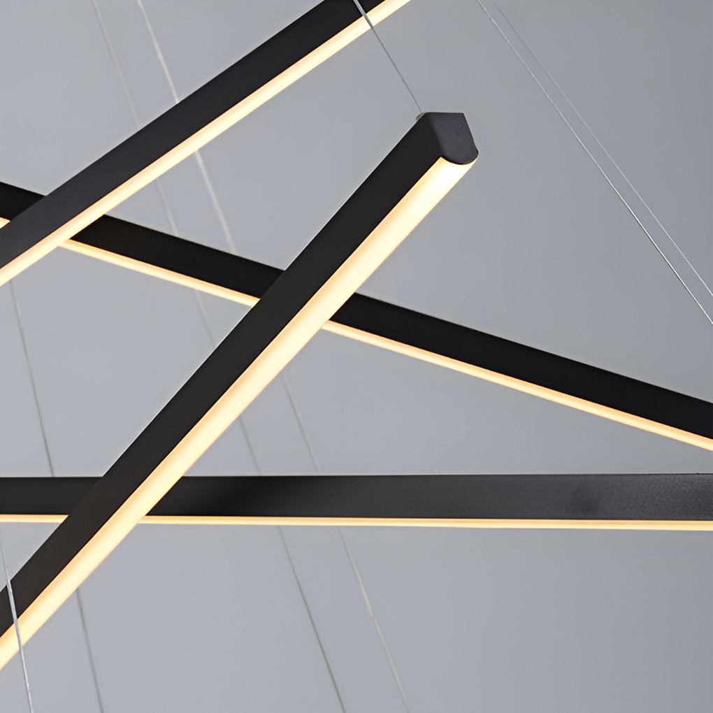 Crossline Linear Chandelier Lamp – LED Modern Geometric Suspended Ceiling Light