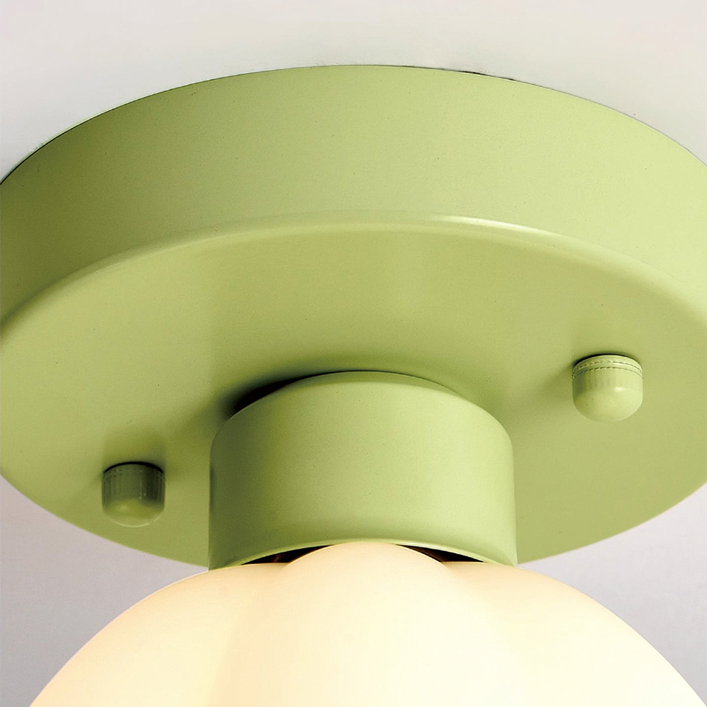 Petalia Flush Mount Ceiling Light – Modern Frosted Glass Shade Green Base Decorative Lighting Bedroom Kitchen