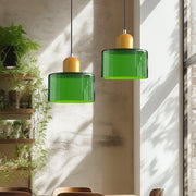 Glass Cylinder Pendant Light – Modern Colourful Hanging Fixture