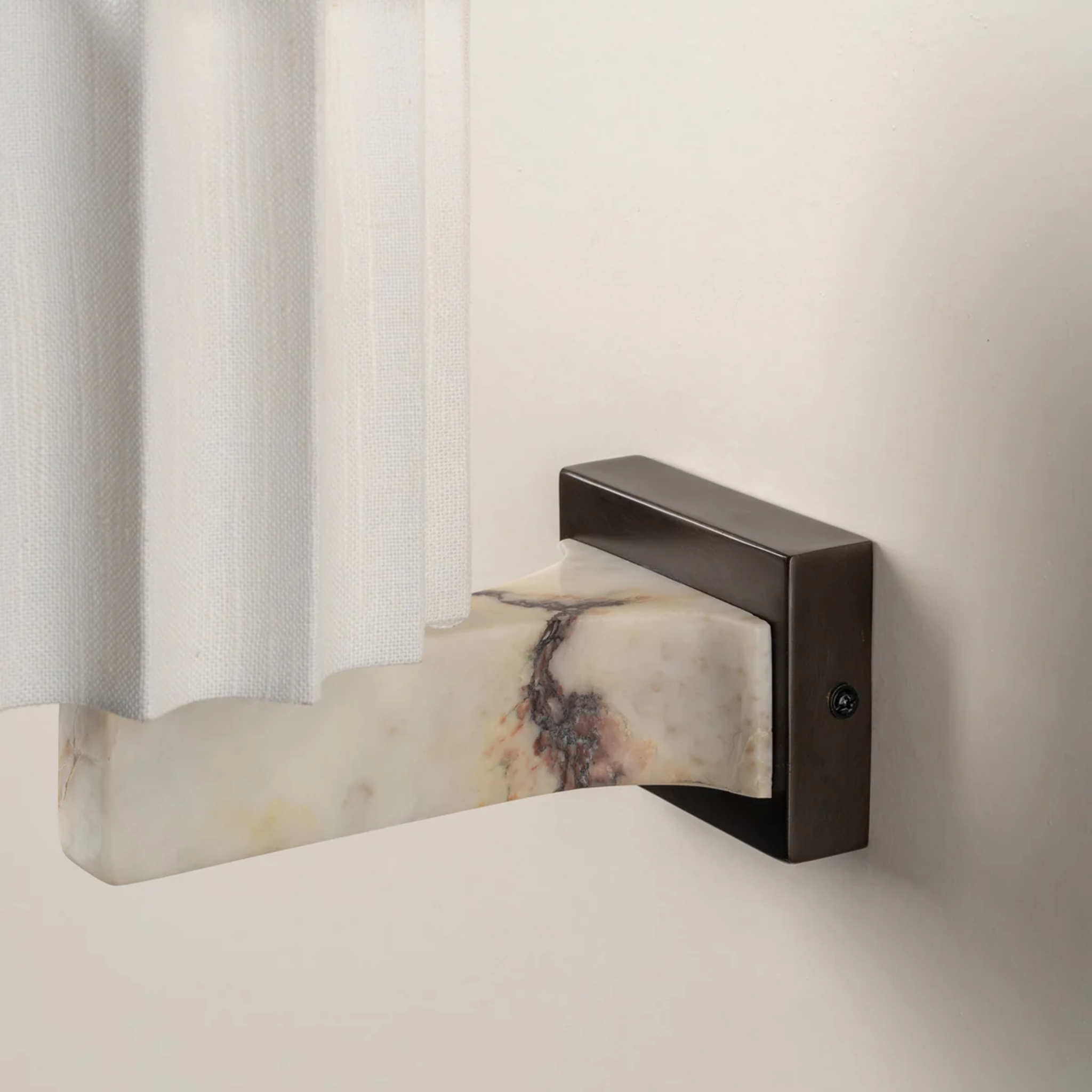 Calyx Marble Wall Sconce – Modern Bedroom Living Room Decorative Lighting Fabric Shade Bronze Fixture