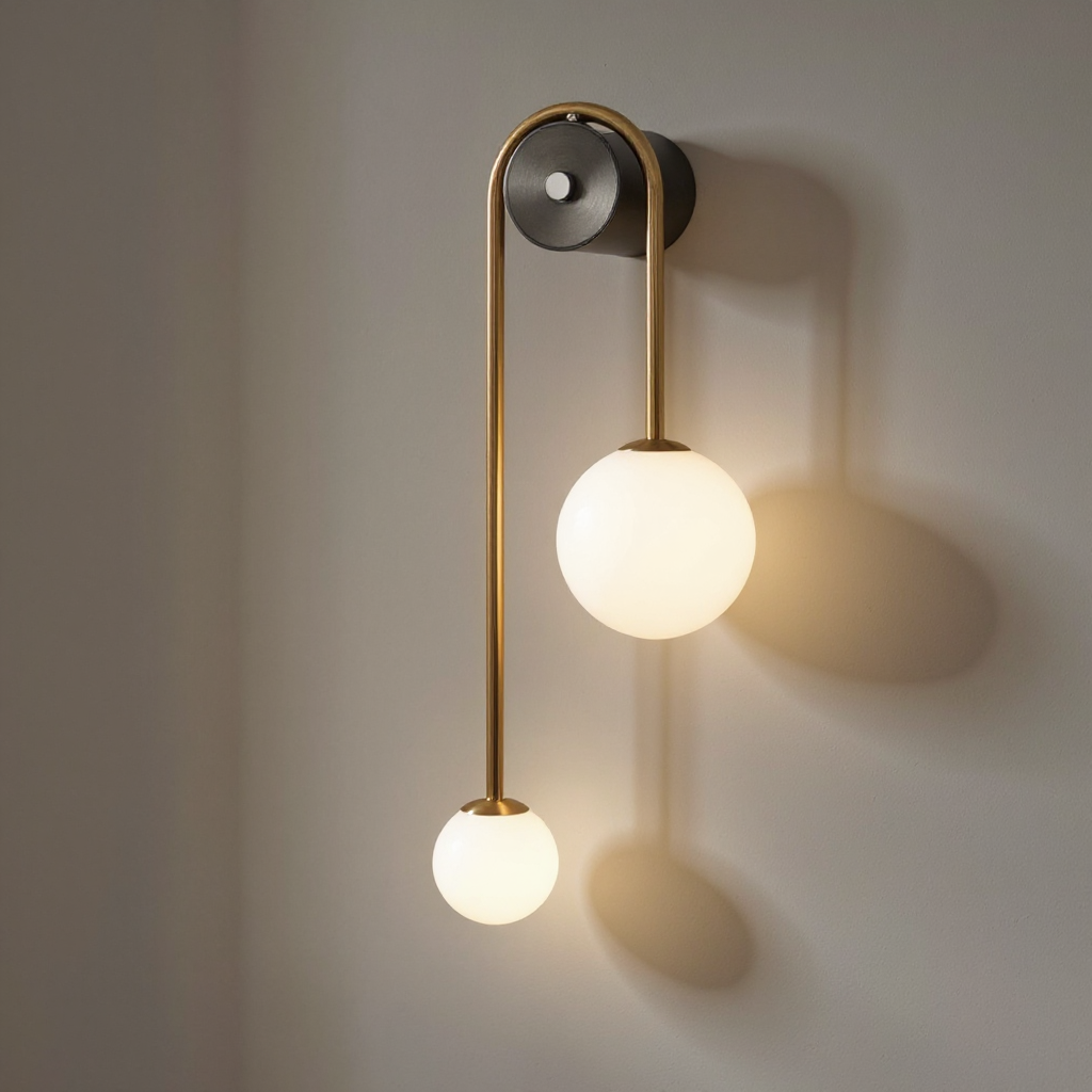 Orbita Dual Globe Wall Sconce – Brass Modern Bedroom Living Room Minimalist Light Fixture