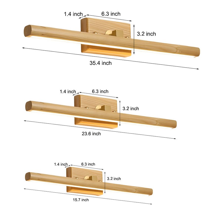 Lunaro LED Vanity Light Bar – Modern Wood Bathroom Mirror Wall Sconce Linear Lighting Fixture
