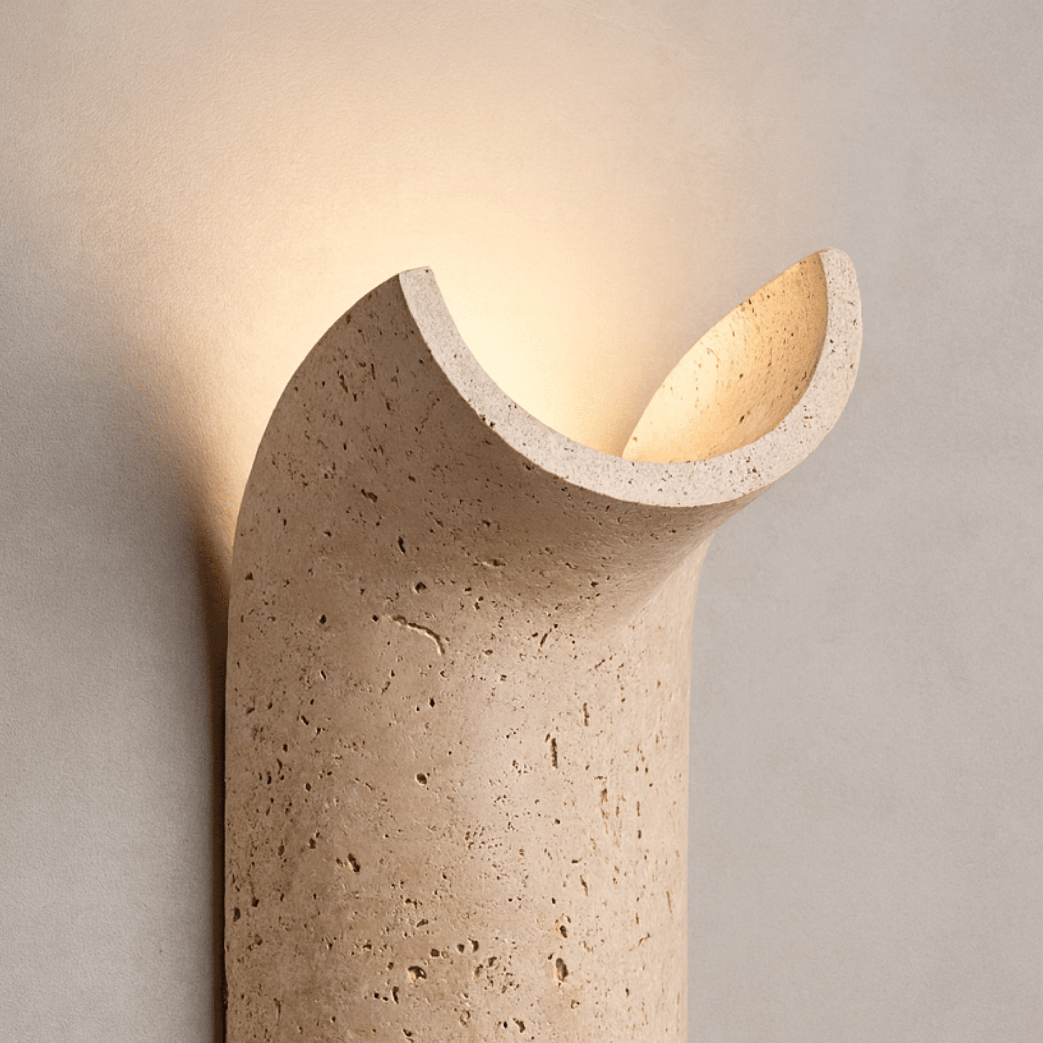 Cravina Cylinder Wall Sconce – LED Travertine Stone Wall Lighting Modern Bedroom Living Room Decorative