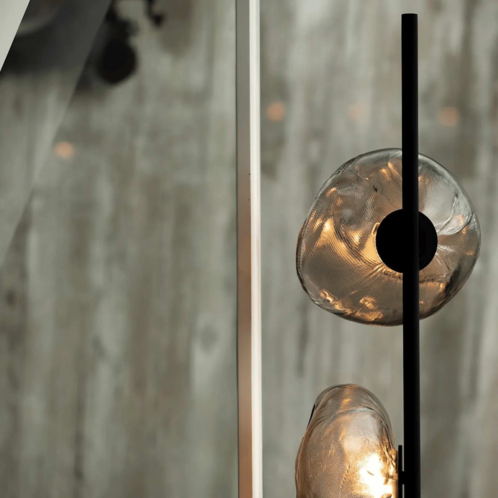 Ovolux Orb Floor Lamp – Modern Artistic Glass Floor Living Room Lamps Smoked Metal Decorative Lighting